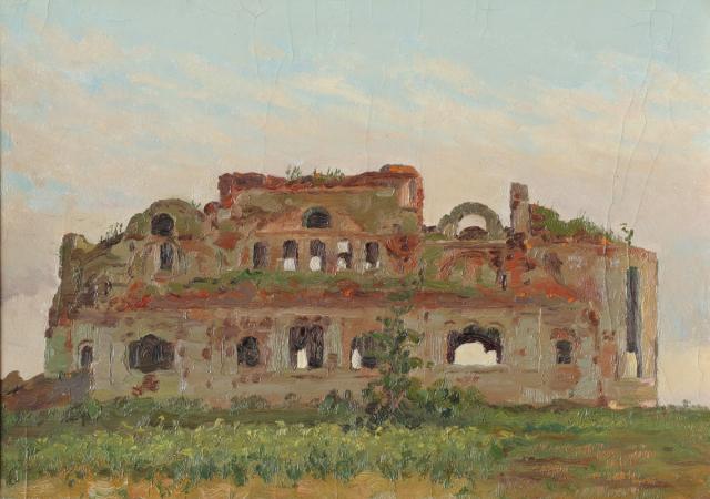 Кривоногов П. А. Крепостная церковь. Этюд к картине «Защитники Брестской крепости». 1950 Кривоногов П. А. Крепостная церковь. Этюд к картине «Защитники Брестской крепости». 1950